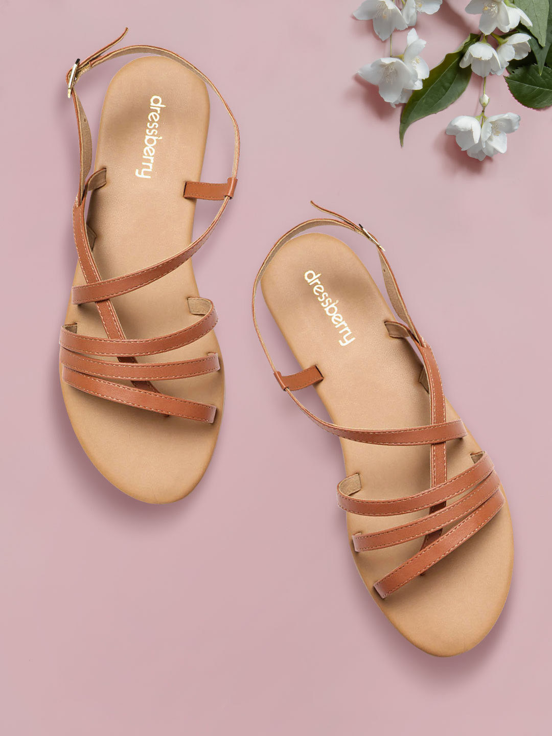 

DressBerry Women Brown Open Toe Flats