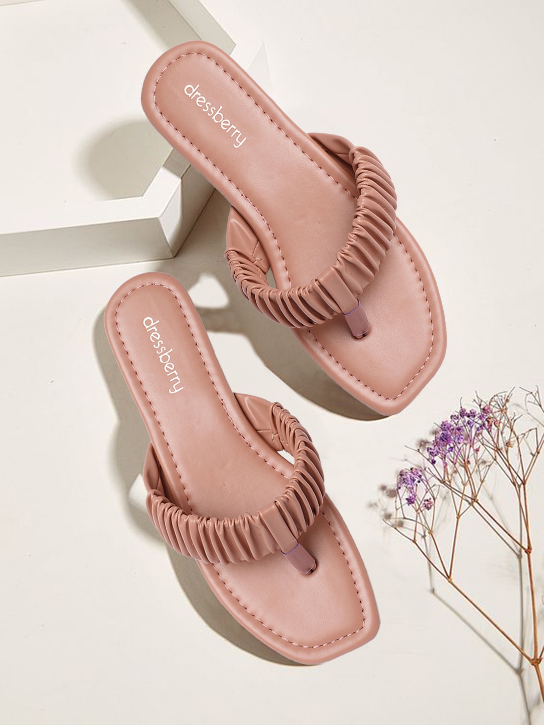 

DressBerry Women Fuchsia T-Strap Flats