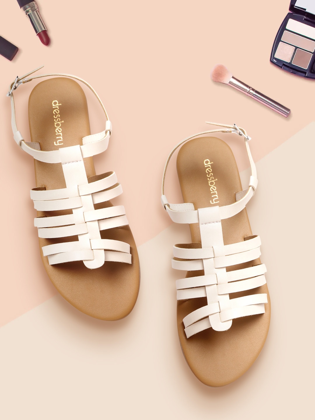 

DressBerry Women White Woven Design Open Toe Flats