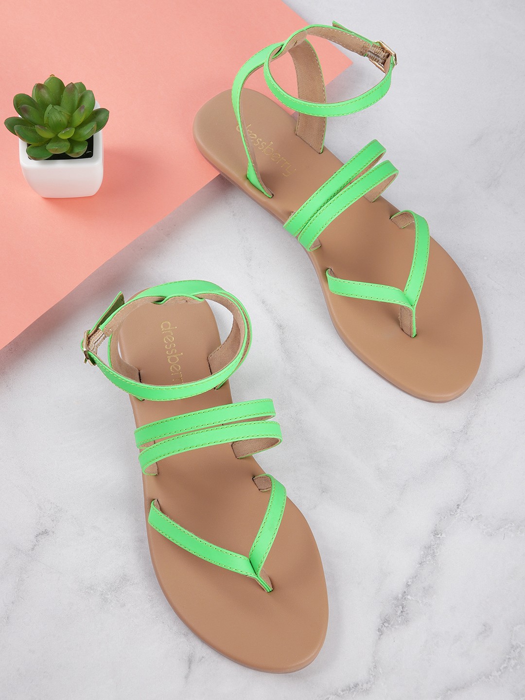 

DressBerry Women Green Open Toe Flats