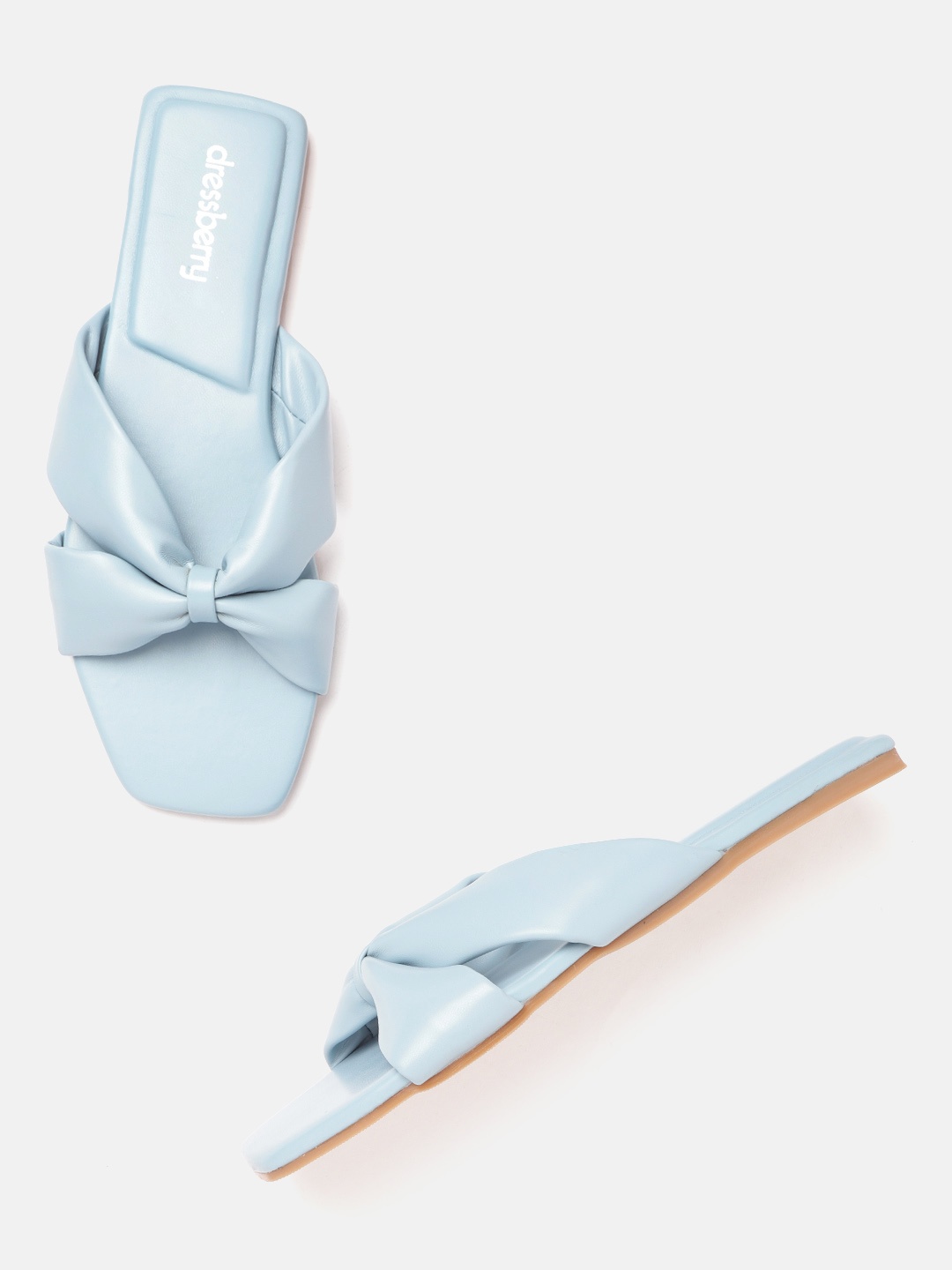 

DressBerry Women Blue Bow Detail Open Toe Flats