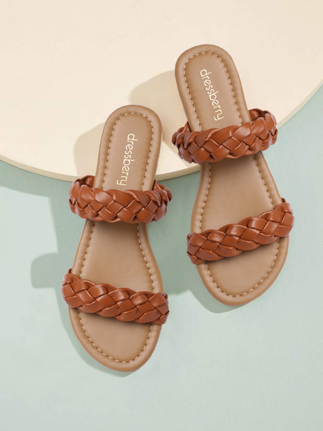 

DressBerry Women Tan Open Toe Flats