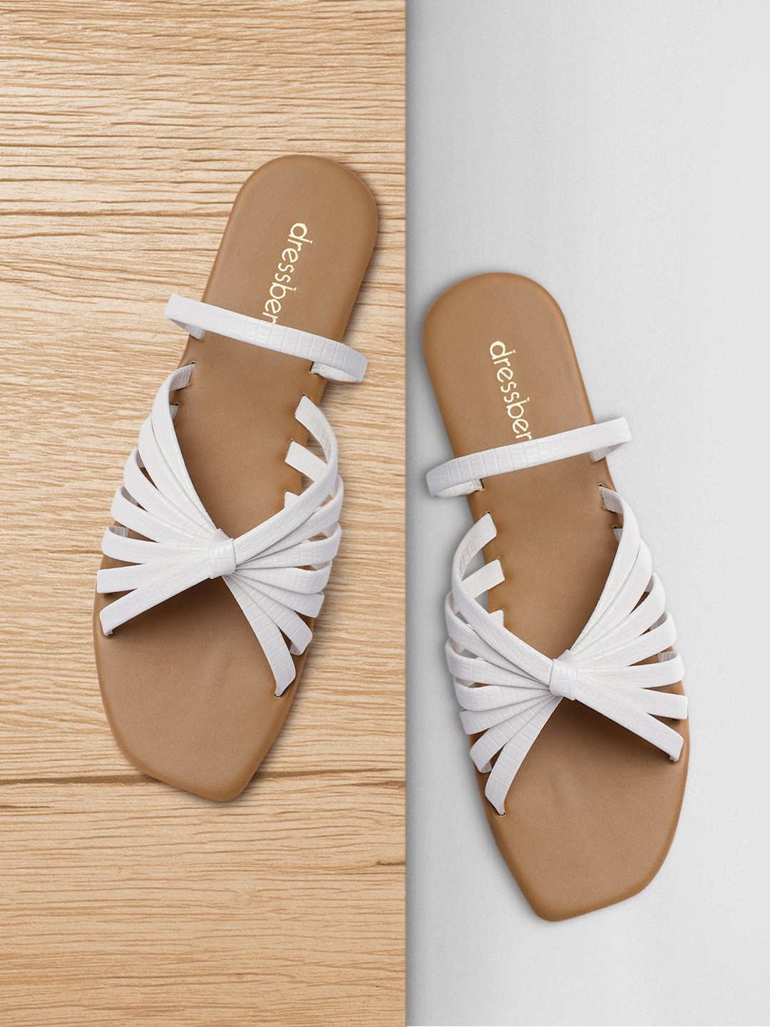 

DressBerry Women White Open Toe Flats