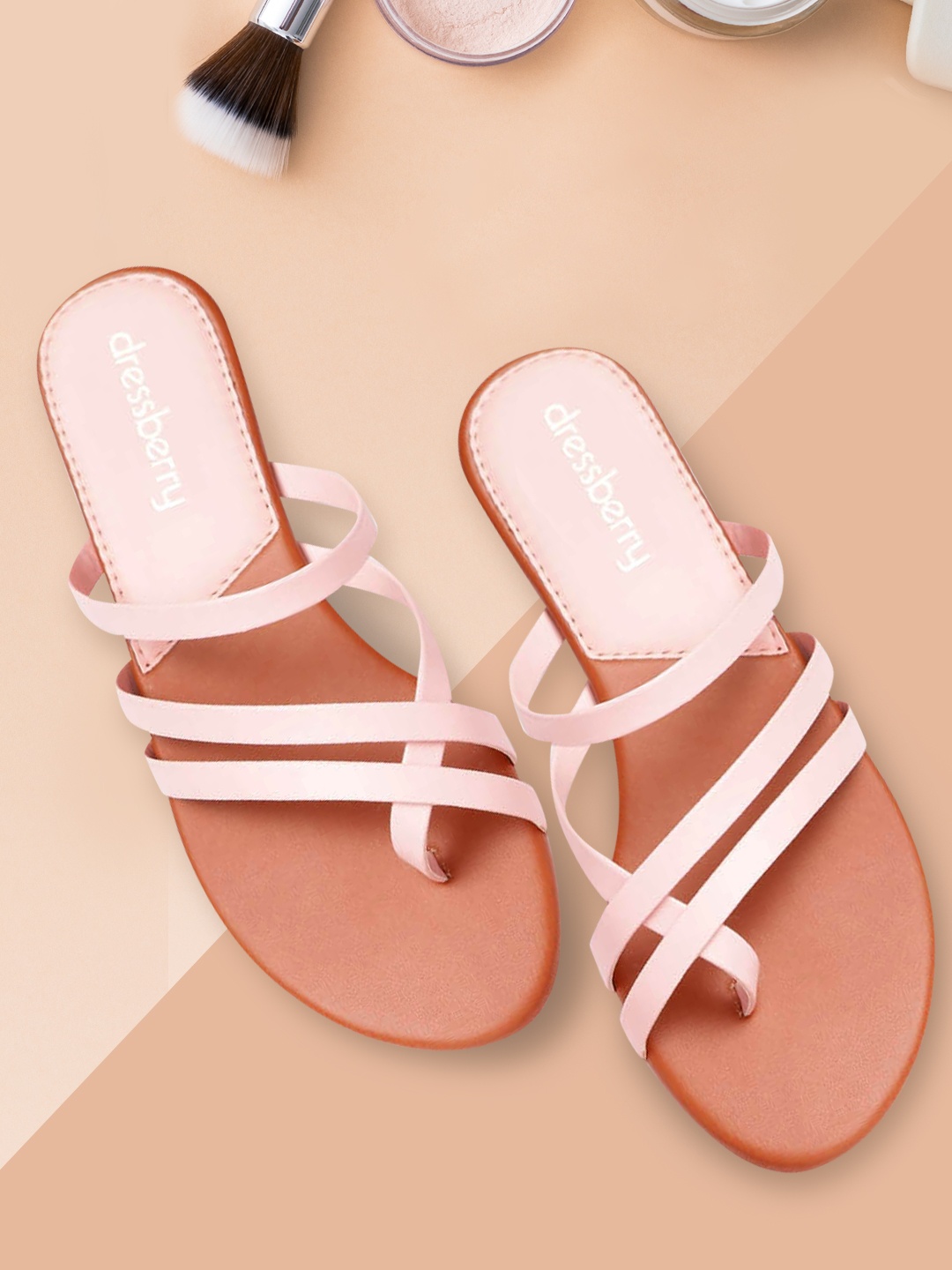 

DressBerry Women Pink Solid Open Toe Flats