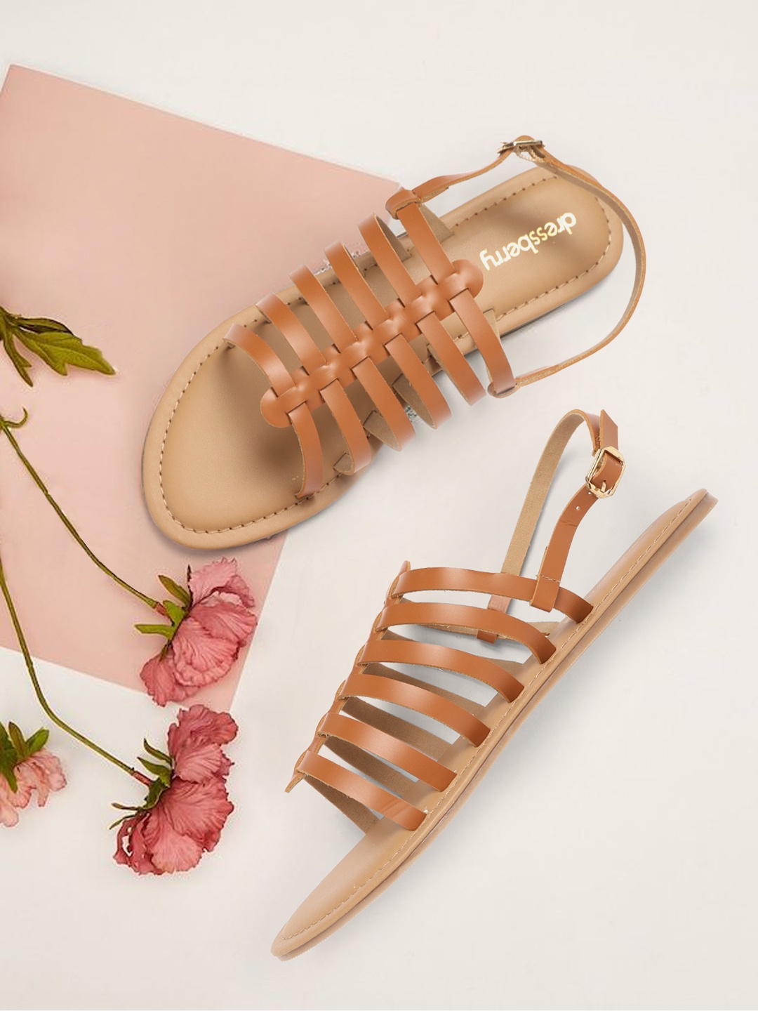 

DressBerry Women Brown Open Toe Flats