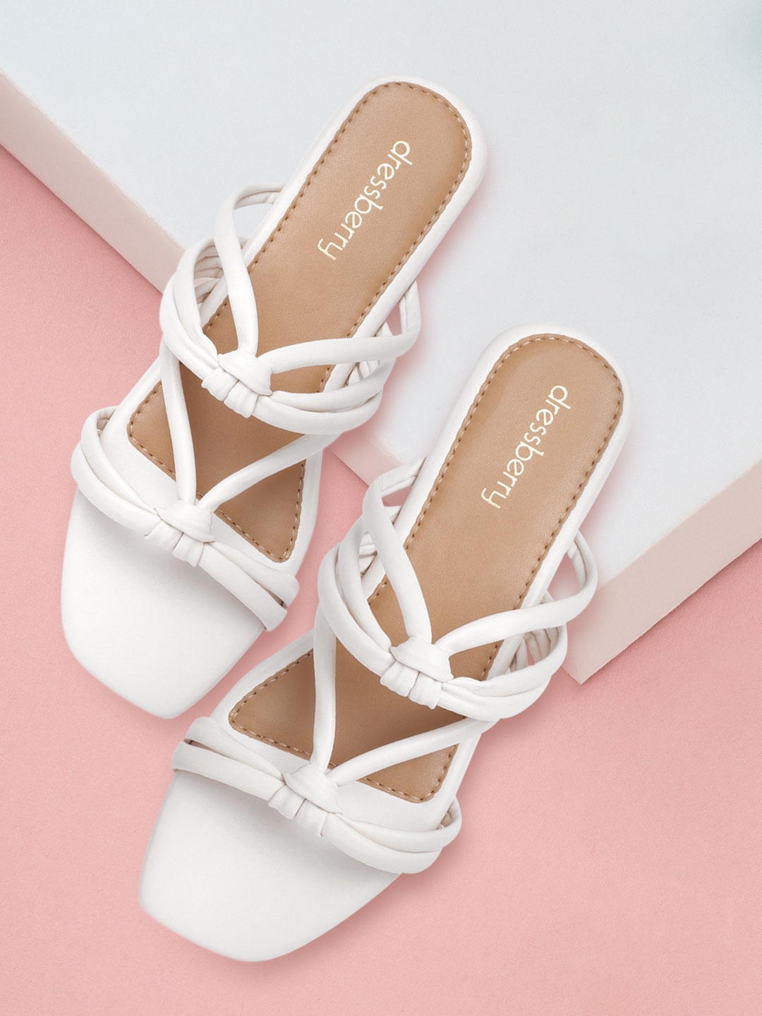 

DressBerry Women Cream-Coloured Open Toe Flats