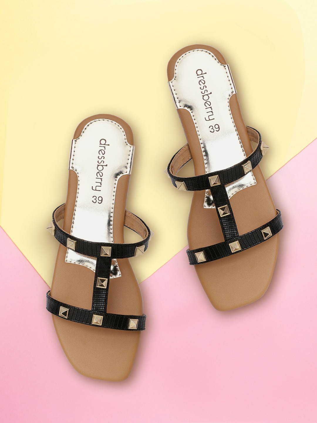 

DressBerry Women Black Embellished Open Toe Flats