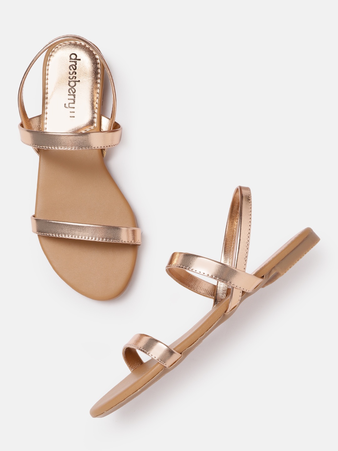 

DressBerry Women Rose Gold Open Toe Flats