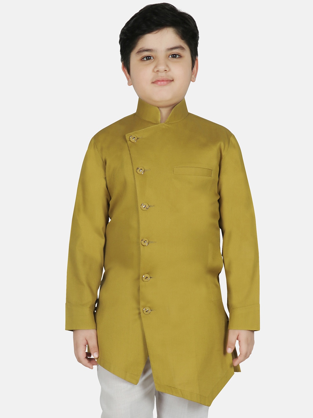 

SG YUVRAJ Boys Olive Green Kurta