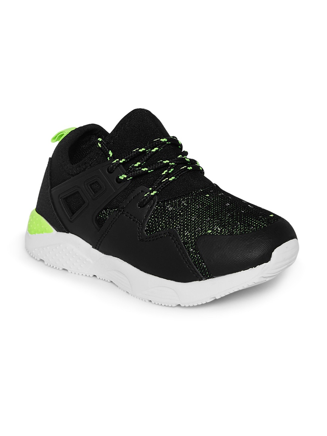 

Pantaloons Junior Boys Black & Green Non-Marking Knitted Walking Shoes