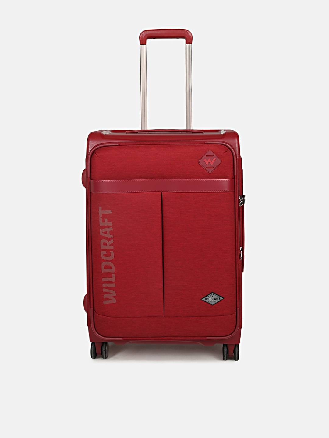

Wildcraft Red Solid Soft-Sided Medium Trolley Suitcase