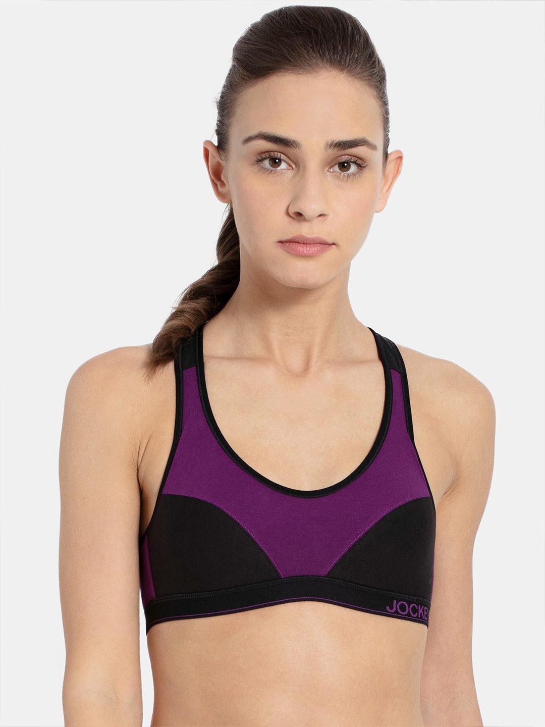 

Jockey Wirefree Padded Full Coverage Racer Back Active Bra-1378, Purple
