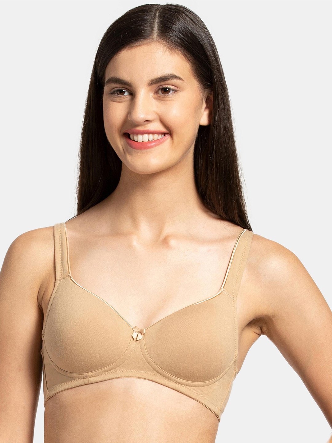 

Jockey Beige T-shirt Bra Half Coverage Heavily Padded FE35-0105-SKIN