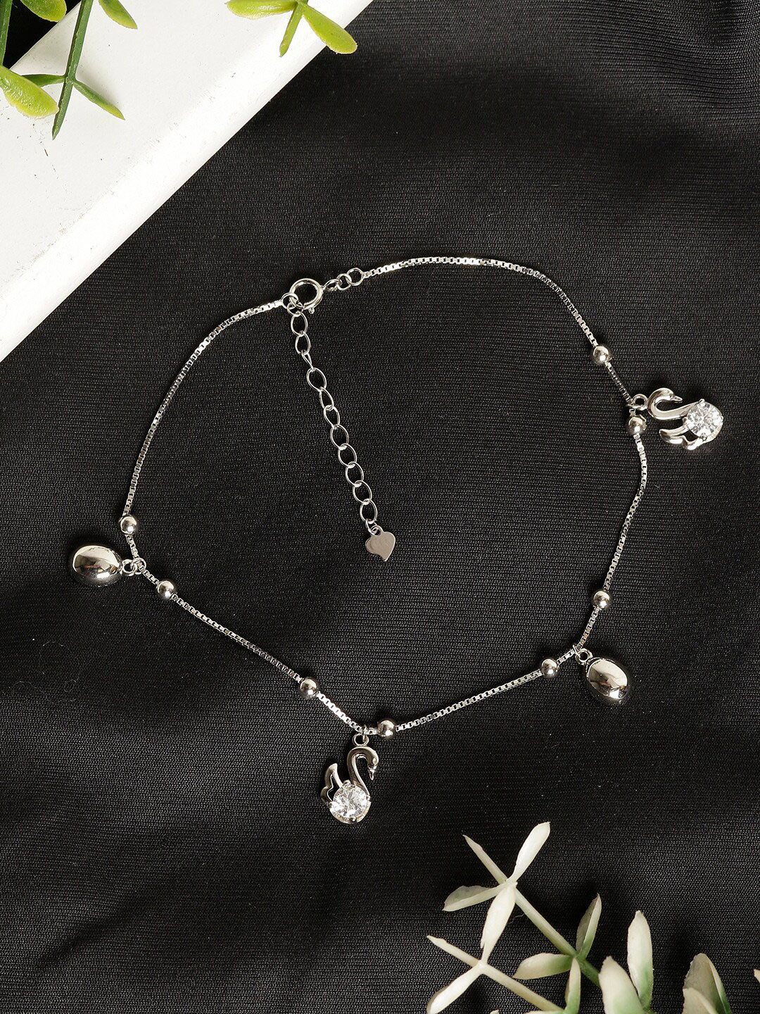 

GIVA 925 Sterling Silver Rhodium Plated Sparkling Swan Anklet