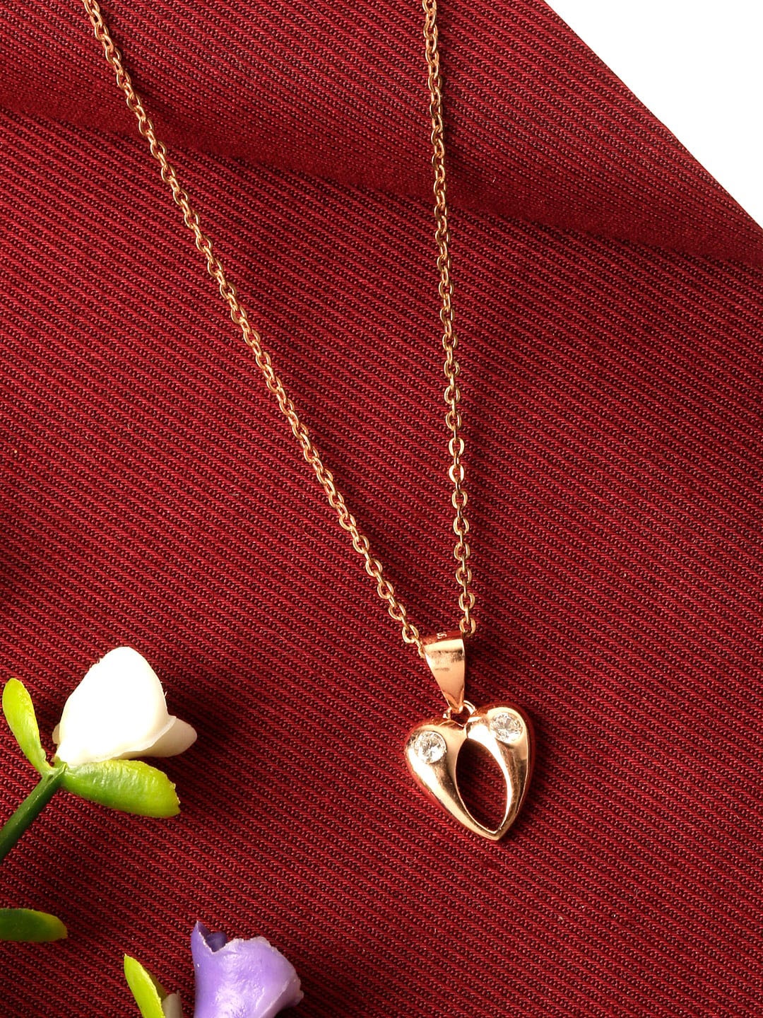 

GIVA Rose Gold Plated 925 Sterling Silver Charming Heart Pendant with Link Chain