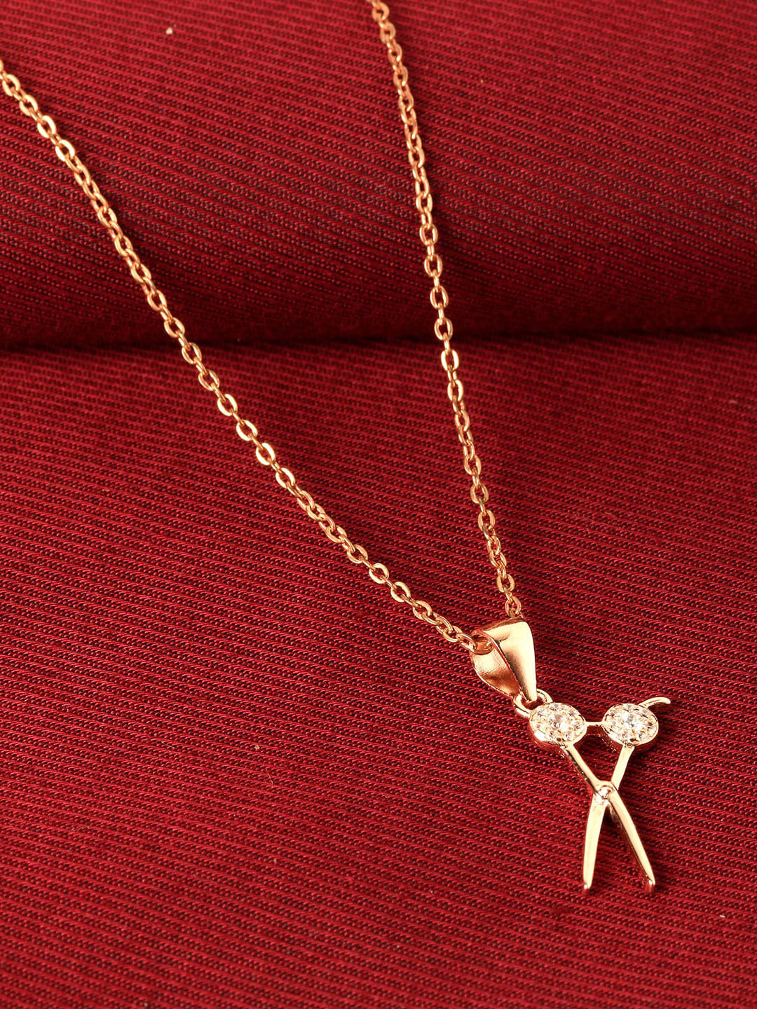 

GIVA 925 Sterling Silver Rose Gold Plated Scissor Pendant with Link Chain