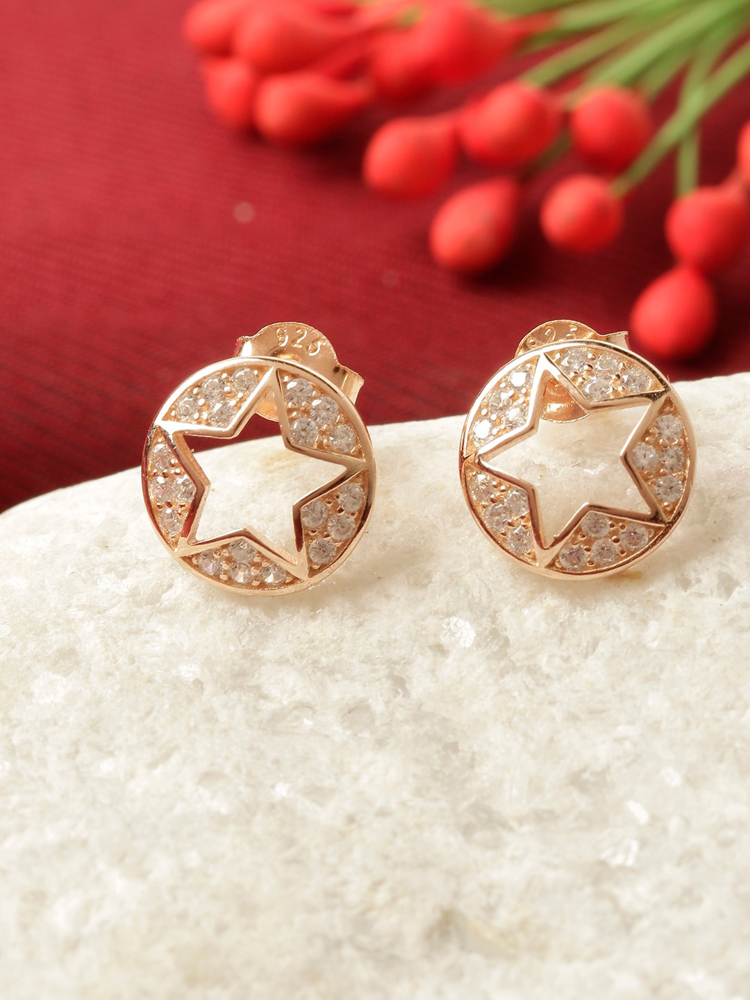 

GIVA 925 Sterling Silver Rose Gold Plated Star Earrings