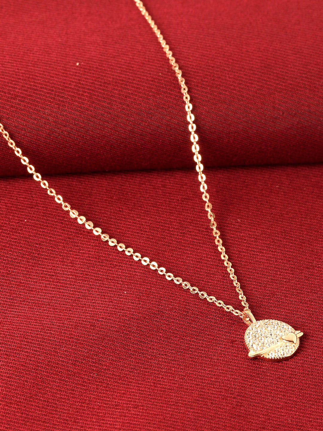 

GIVA 925 Sterling Silver Rose Gold Plated Heart World Pendant with Link Chain