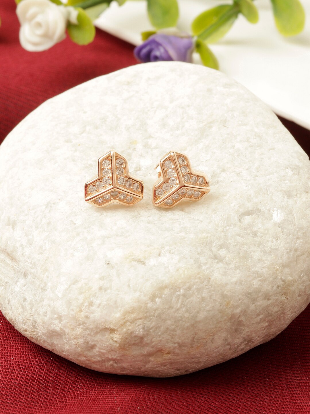 

GIVA Rose Gold Plated Contemporary Studs Earrings