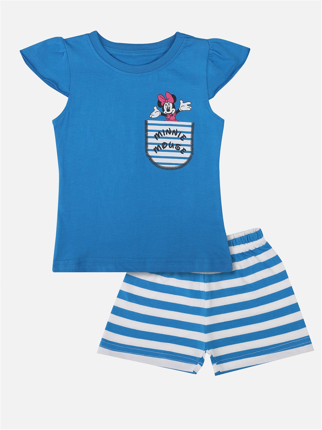 

Bodycare Kids Girls Minnie & Friends Printed T-shirt with Shorts, Blue