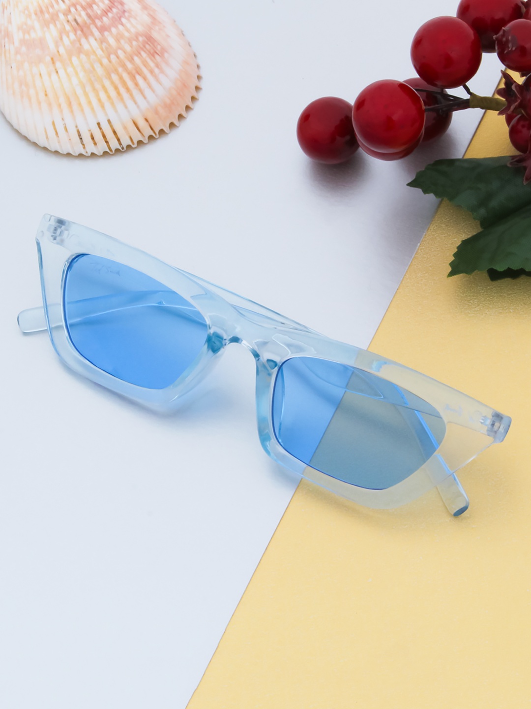 

Ted Smith Women Blue Lens & Blue Cateye Sunglasses with UV Protected Lens SOBLUE_BLU