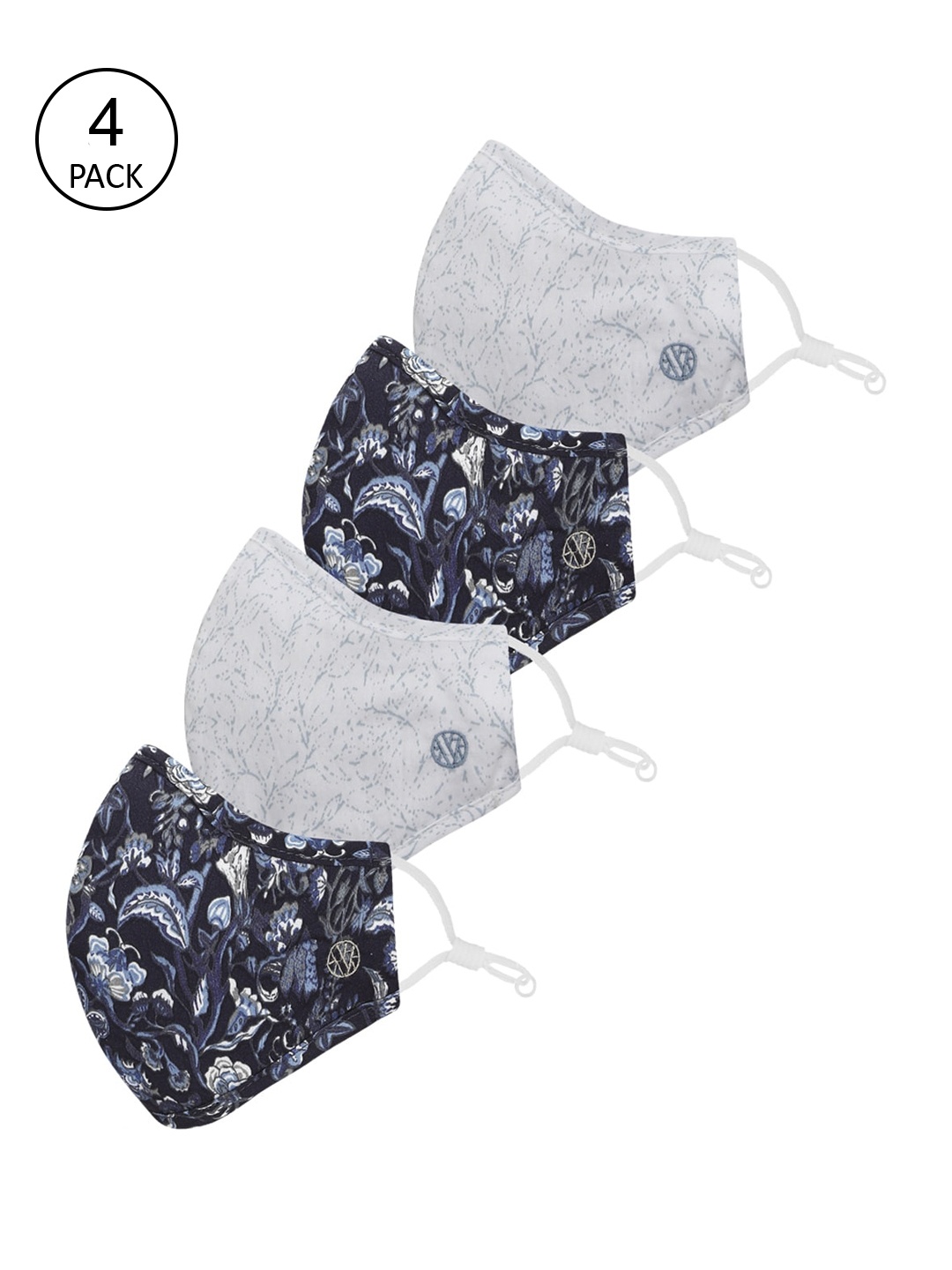 

Van Heusen Women Pack of 4 Multicolour Printed 3 Ply Pure Cotton Cloth Masks, Multi