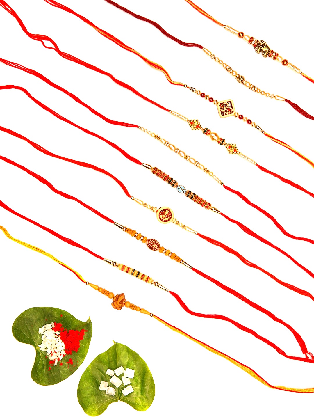 

Ariana Pack of 10 Unisex Handcrafted Rakhi, Multi