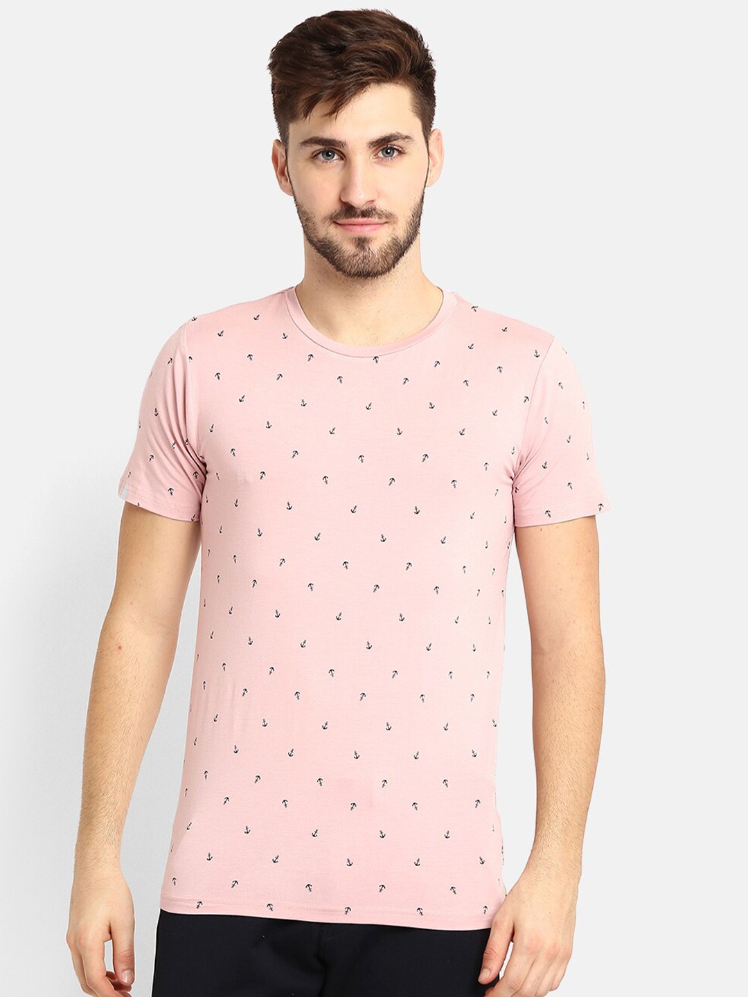 

V2 Value & Variety Men Beige Printed T-shirt