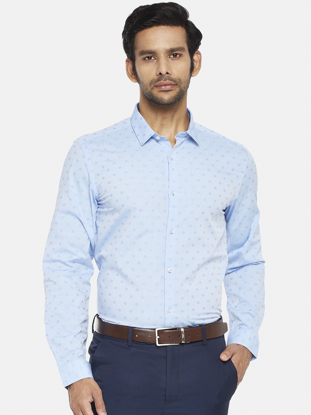 

RICHARD PARKER by Pantaloons Men Blue Slim Fit Printed Pure Cotton Formal Shirt