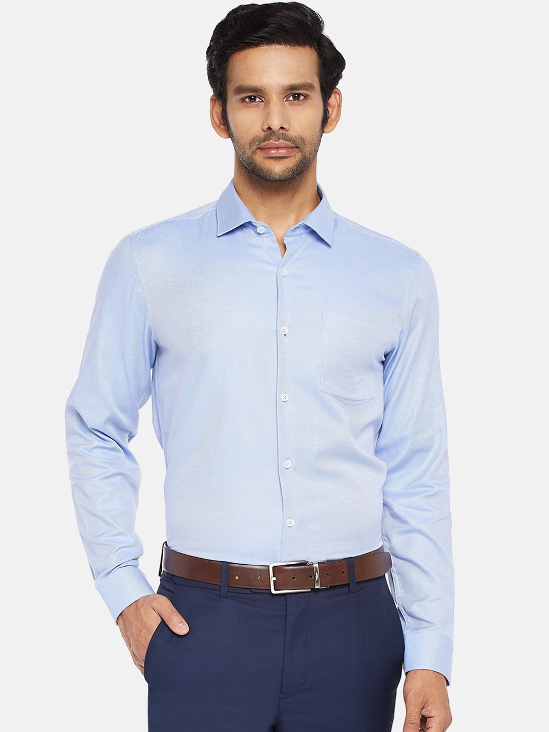

RICHARD PARKER by Pantaloons Men Blue Cotton Striped Slim Fit Formal Shirt