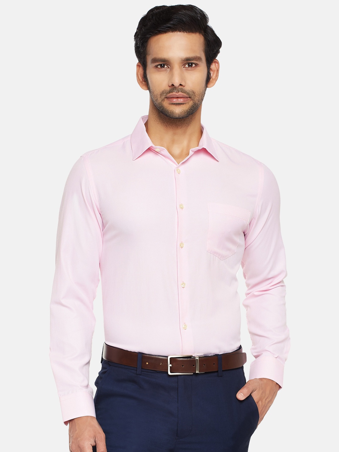 

RICHARD PARKER by Pantaloons Men Pink Solid Slim Fit Formal Shirt