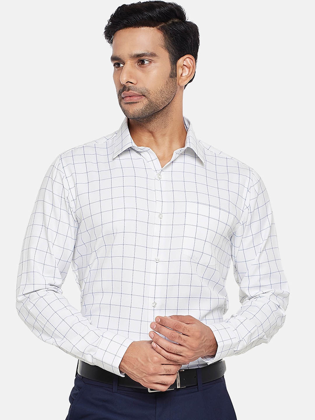 

RICHARD PARKER by Pantaloons Men White Slim Fit Grid Tattersall Checked Casual Shirt
