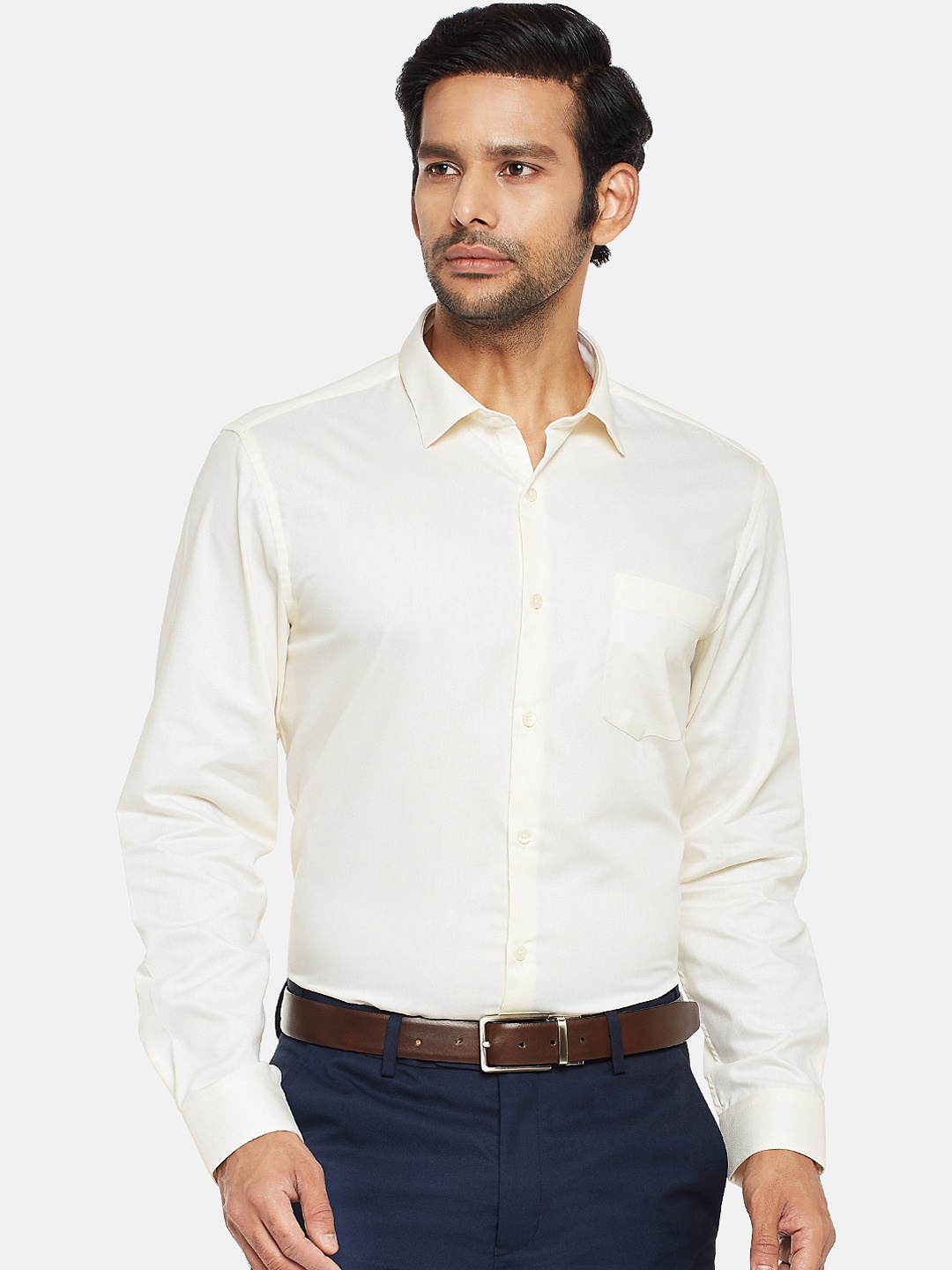 

RICHARD PARKER by Pantaloons Men Yellow Slim Fit Pure Cotton Formal Shirt