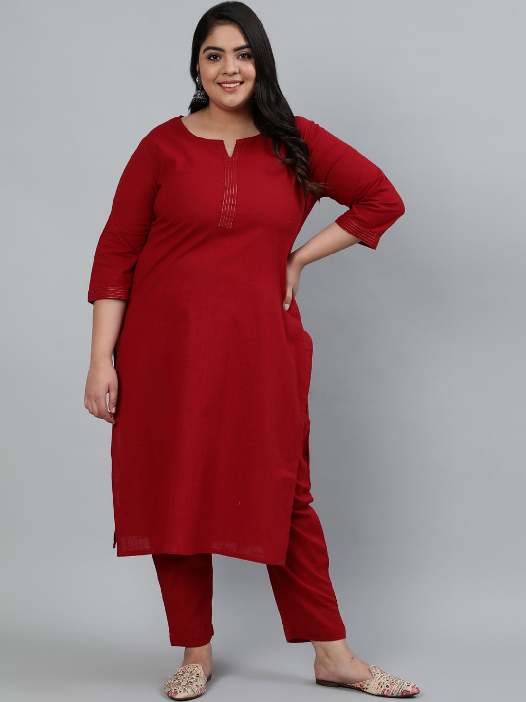 

Jaipur Kurti Women Maroon Kurta with Trousers