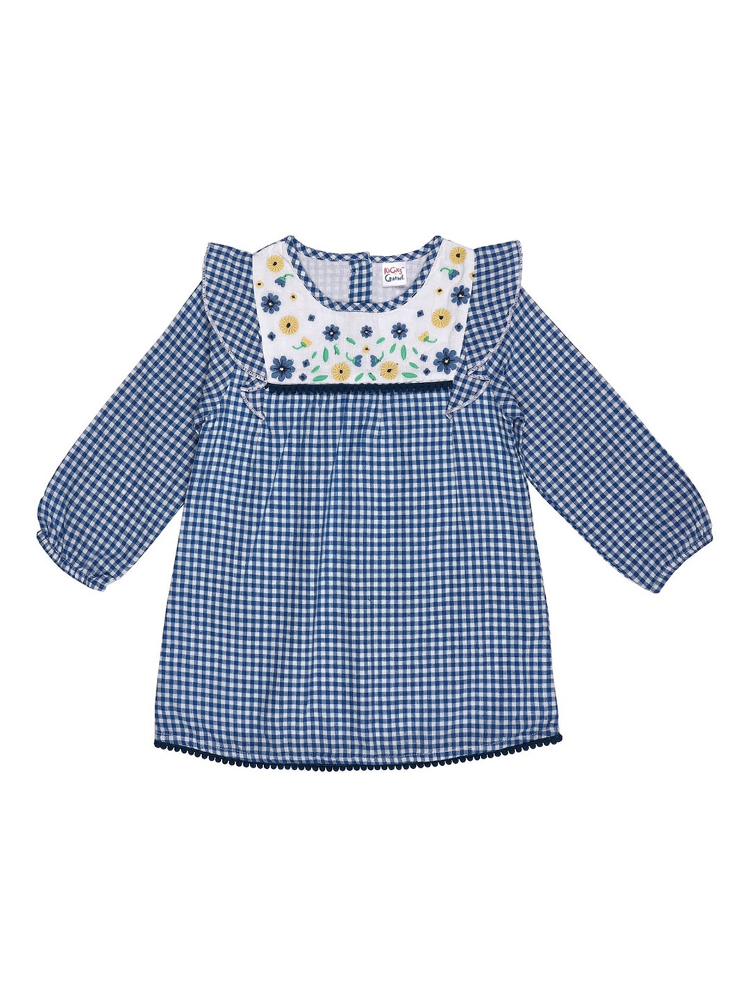 

KICKS & CRAWL Girls Blue & White Checked A-Line Dress