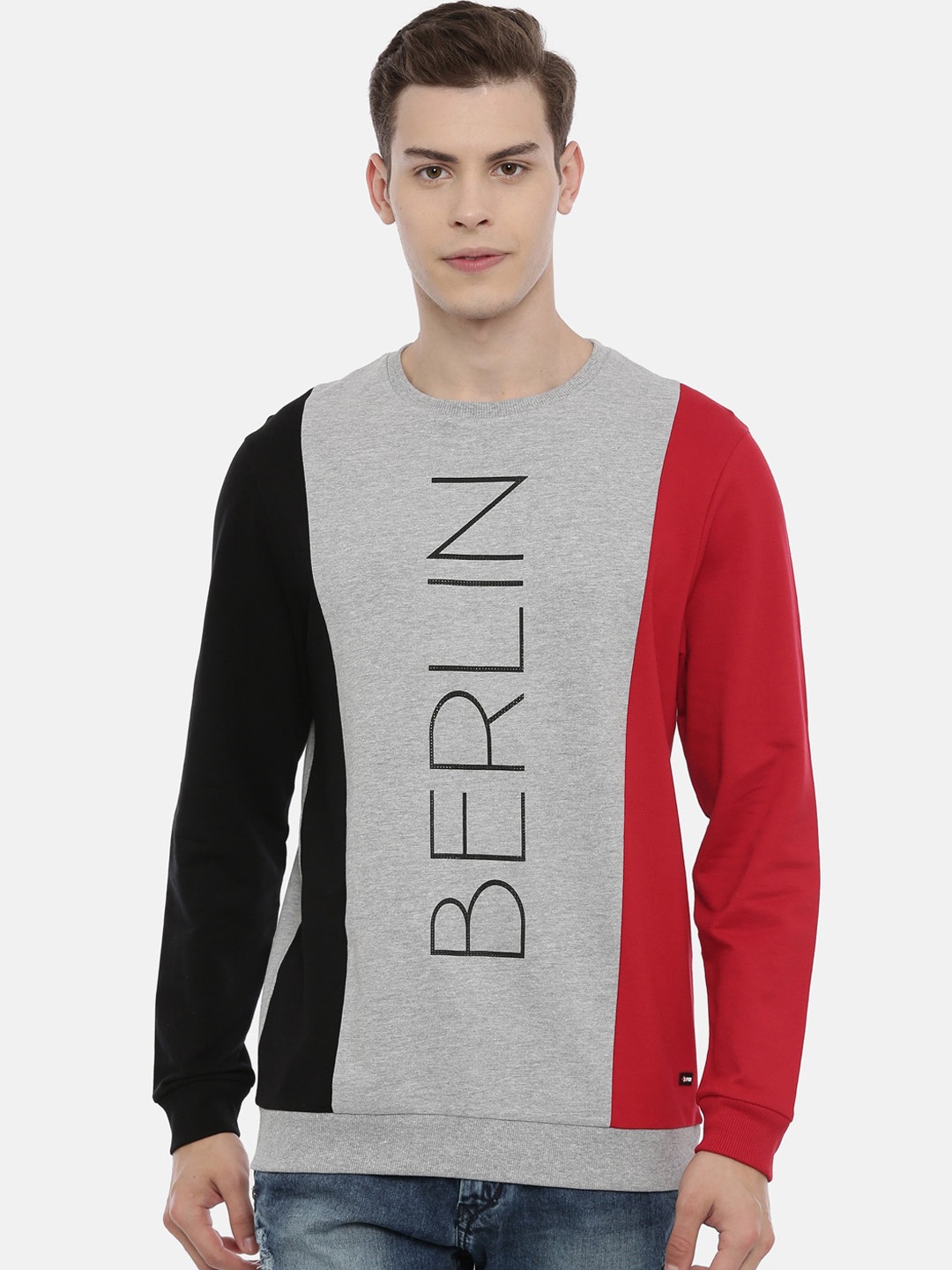 

3PIN Men Grey Colourblocked Sweatshirt