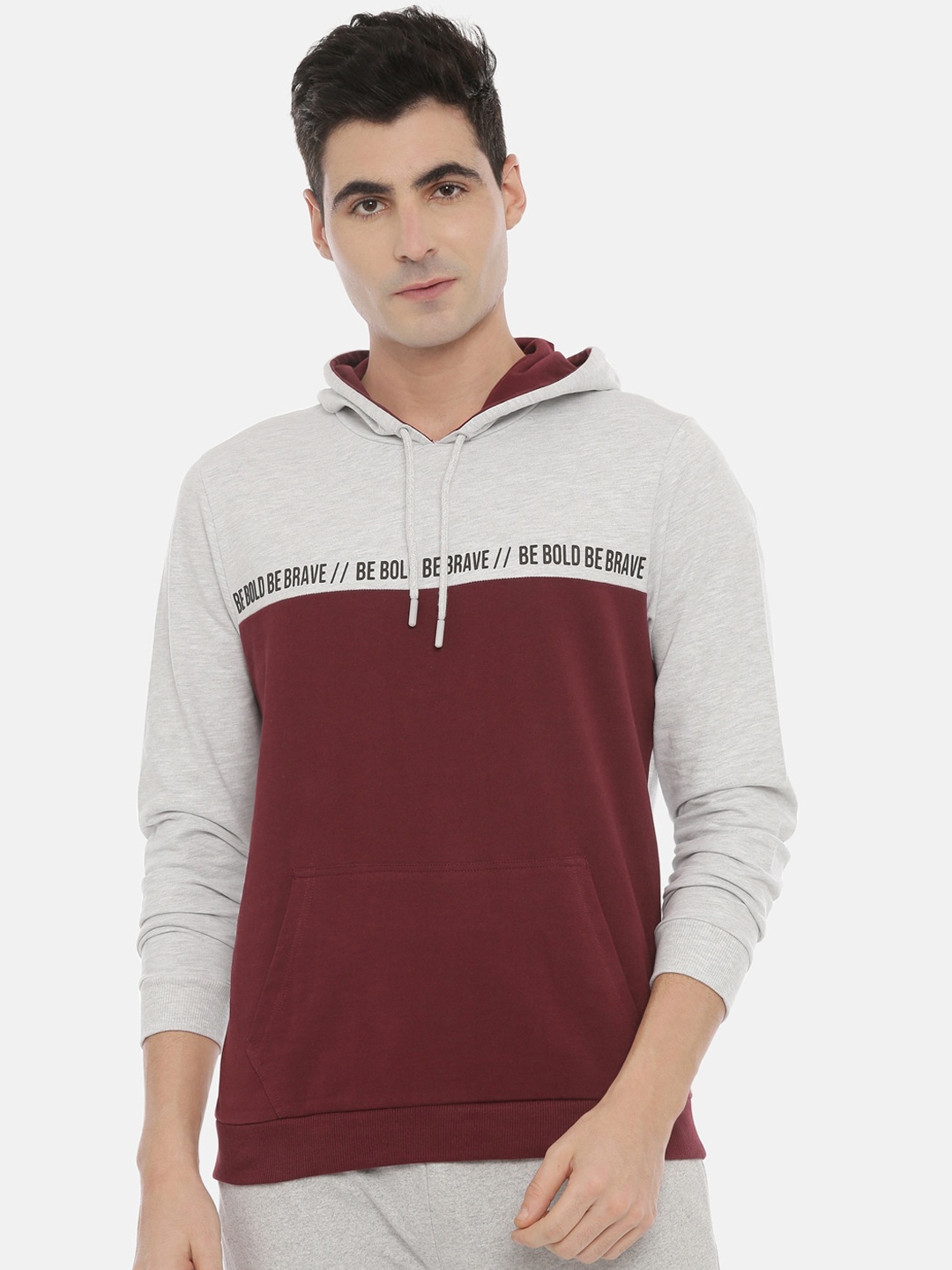 

3PIN Men Grey Colourblocked Hooded Sweatshirt