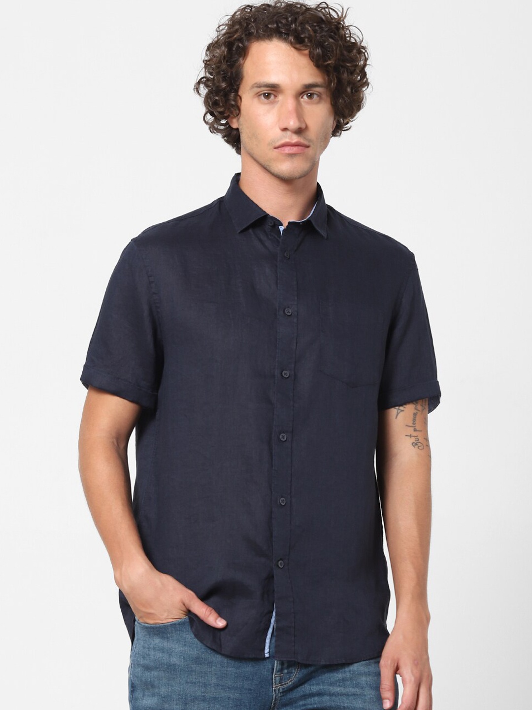 

Celio Men Navy Blue Casual Shirt