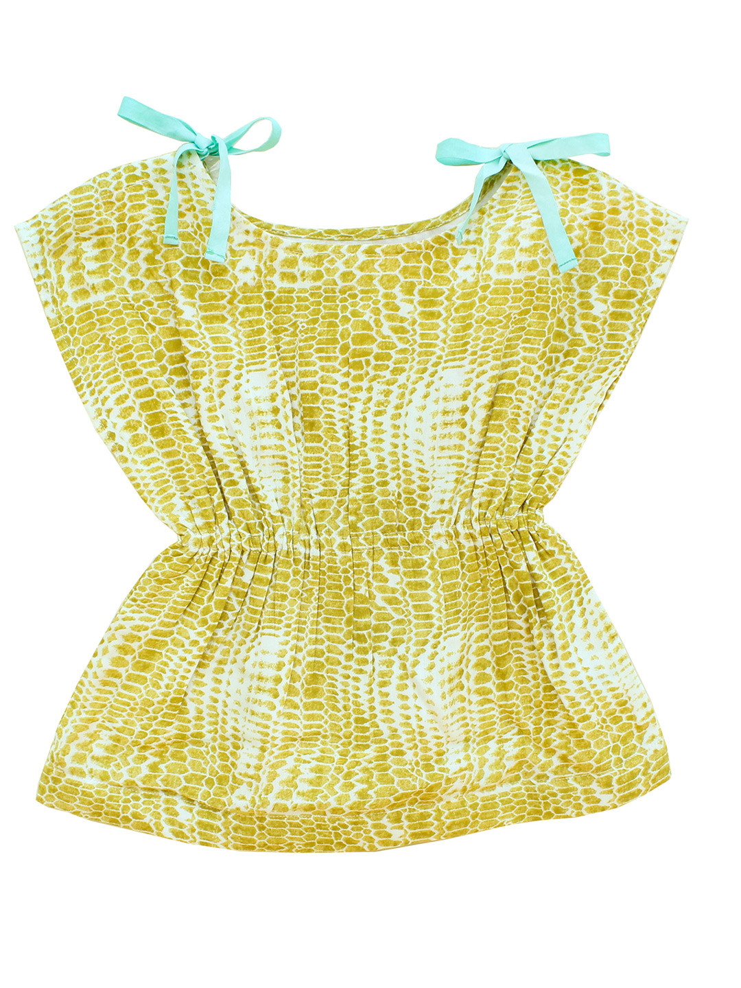 

My Little Lambs Girls Yellow Abstract Printed Cinched Waist Top