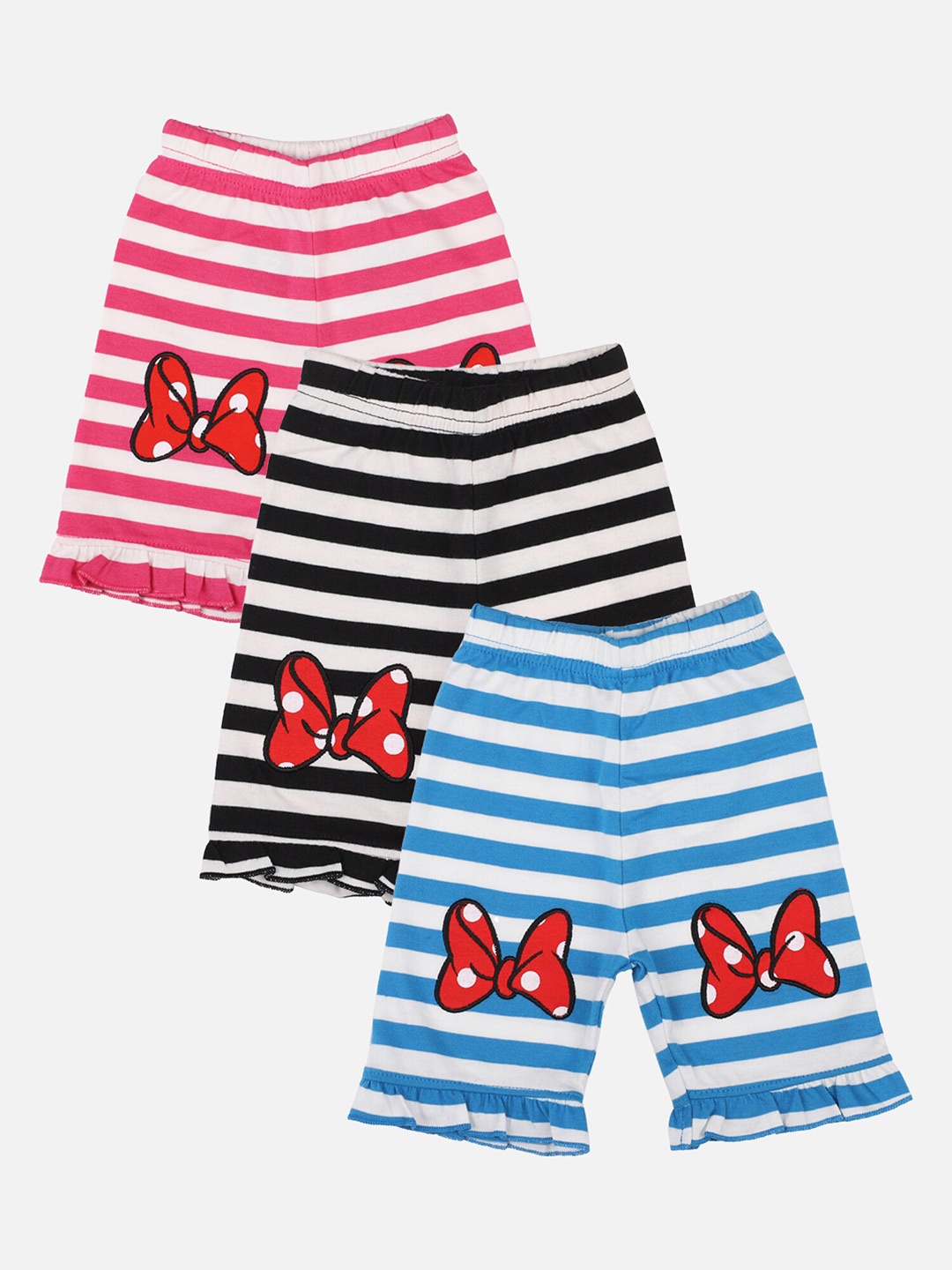 

Bodycare Kids Girls Minnie & Friends Pack of 3 Striped Capris, Fuchsia