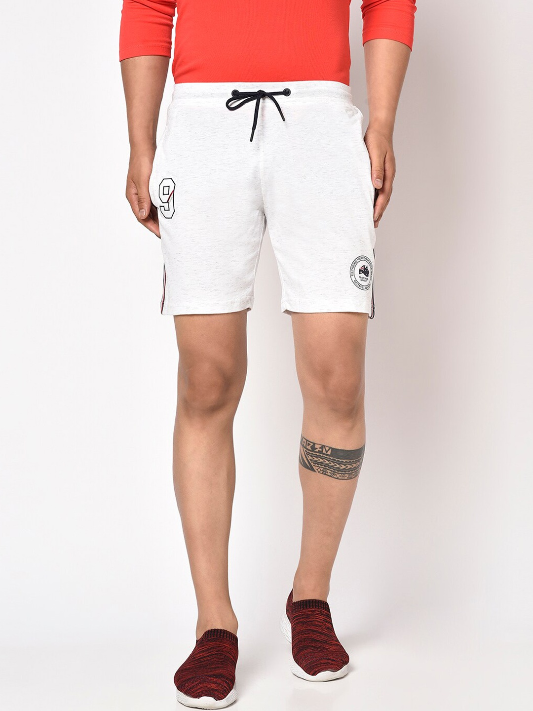 

Octave Men White Typography Printed Mid-Rise Regular Shorts