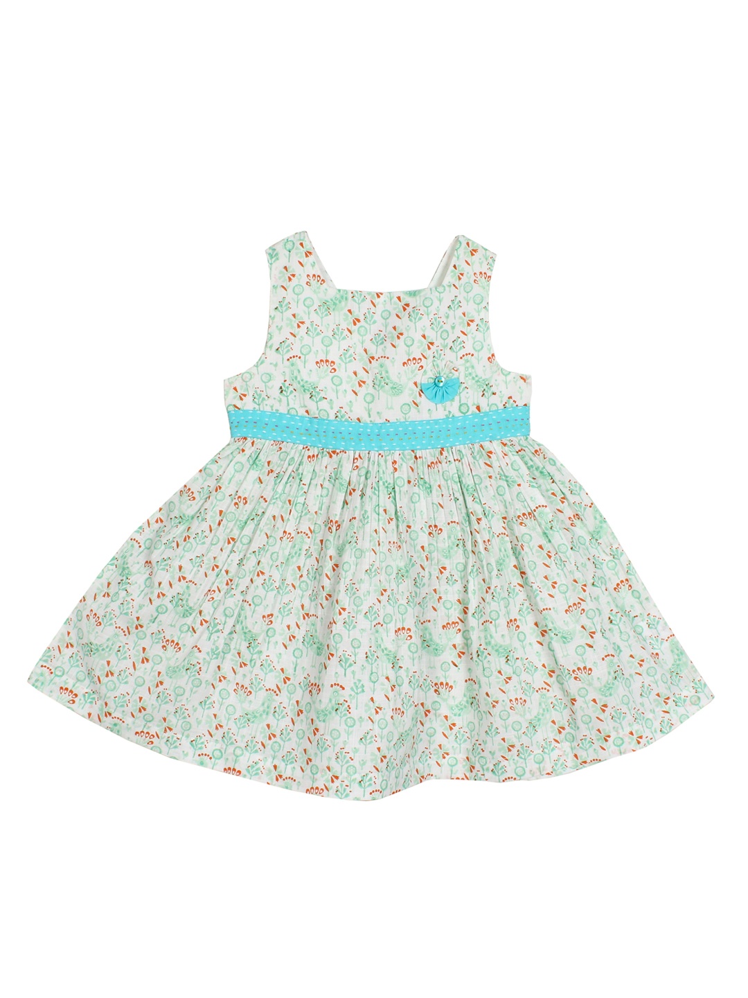 

My Little Lambs Girls Off White & Blue Floral A-Line Dress