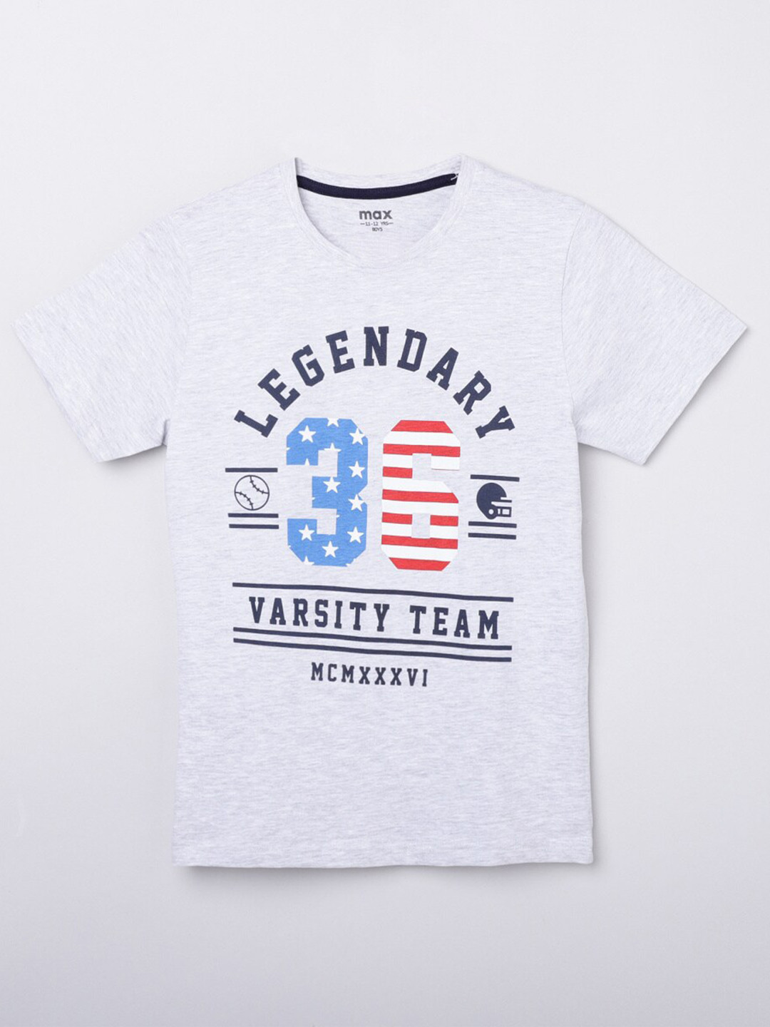 

max Boys White Printed T-shirt