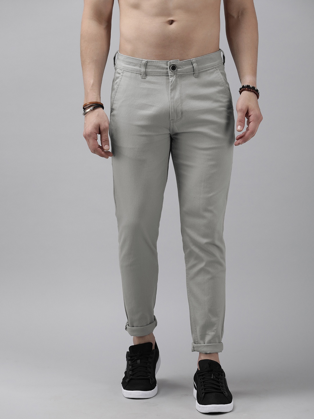 

Roadster Men Grey Slim Tapered Fit Chino Trousers