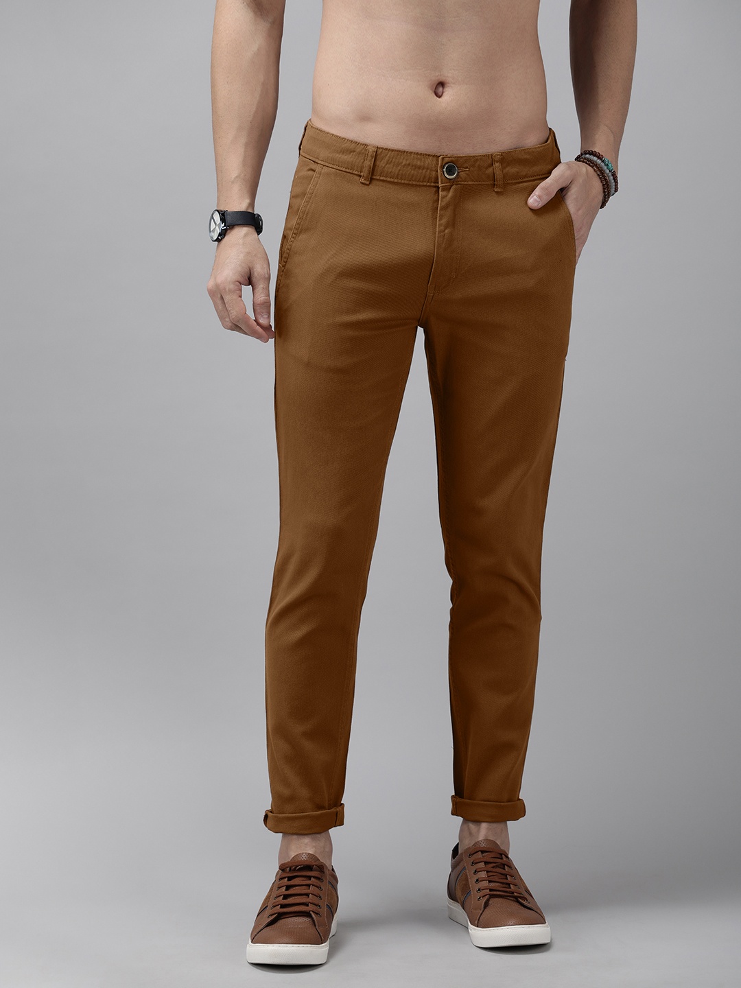 

Roadster Men Brown Slim Tapered Fit Chino Trousers