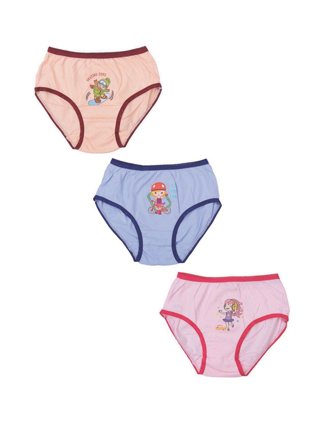 

Zoom Minimondo Kids Pack Of 3 Assorted Cotton Hipster Briefs