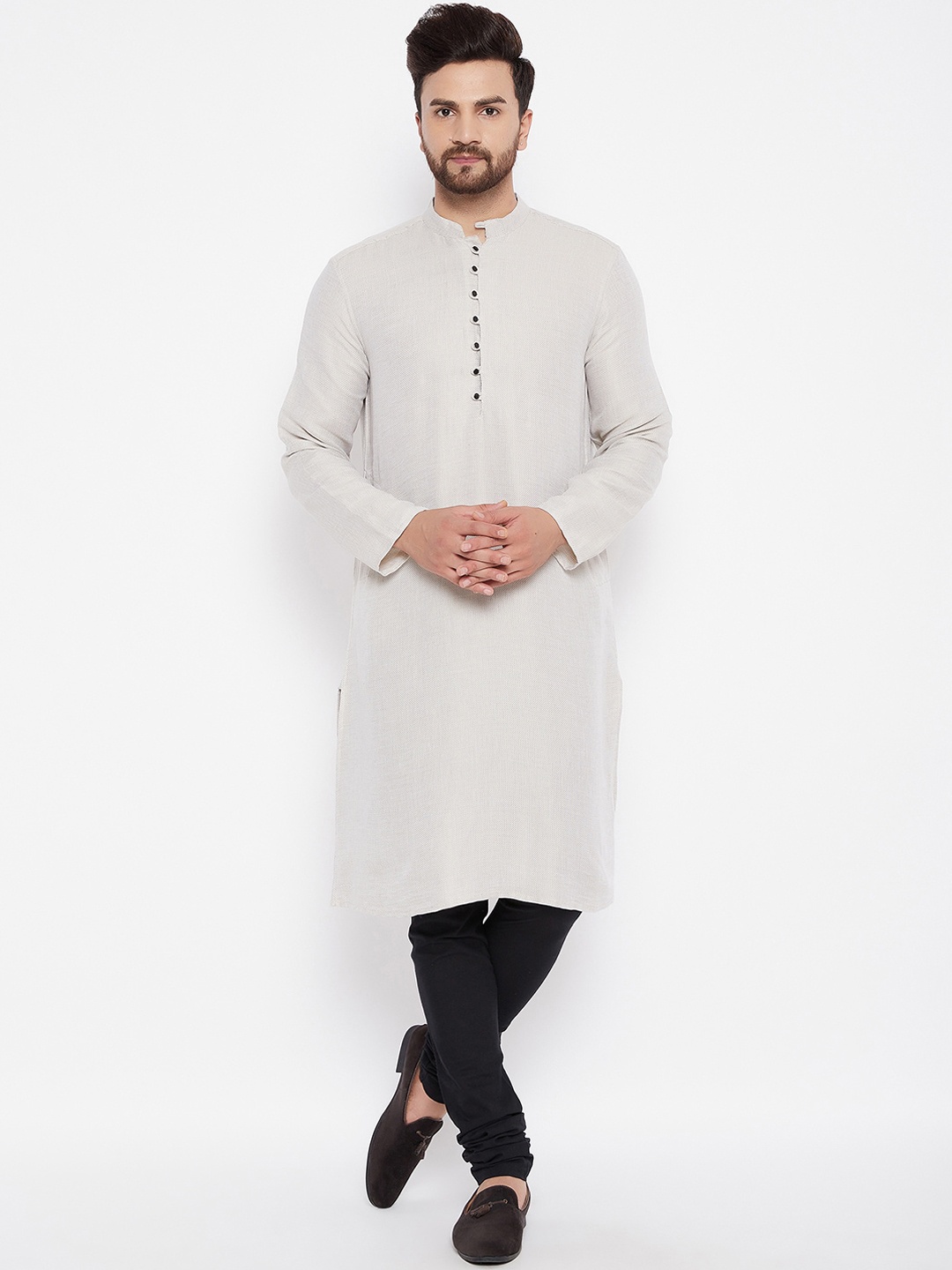 

even Men Beige Solid Kurta