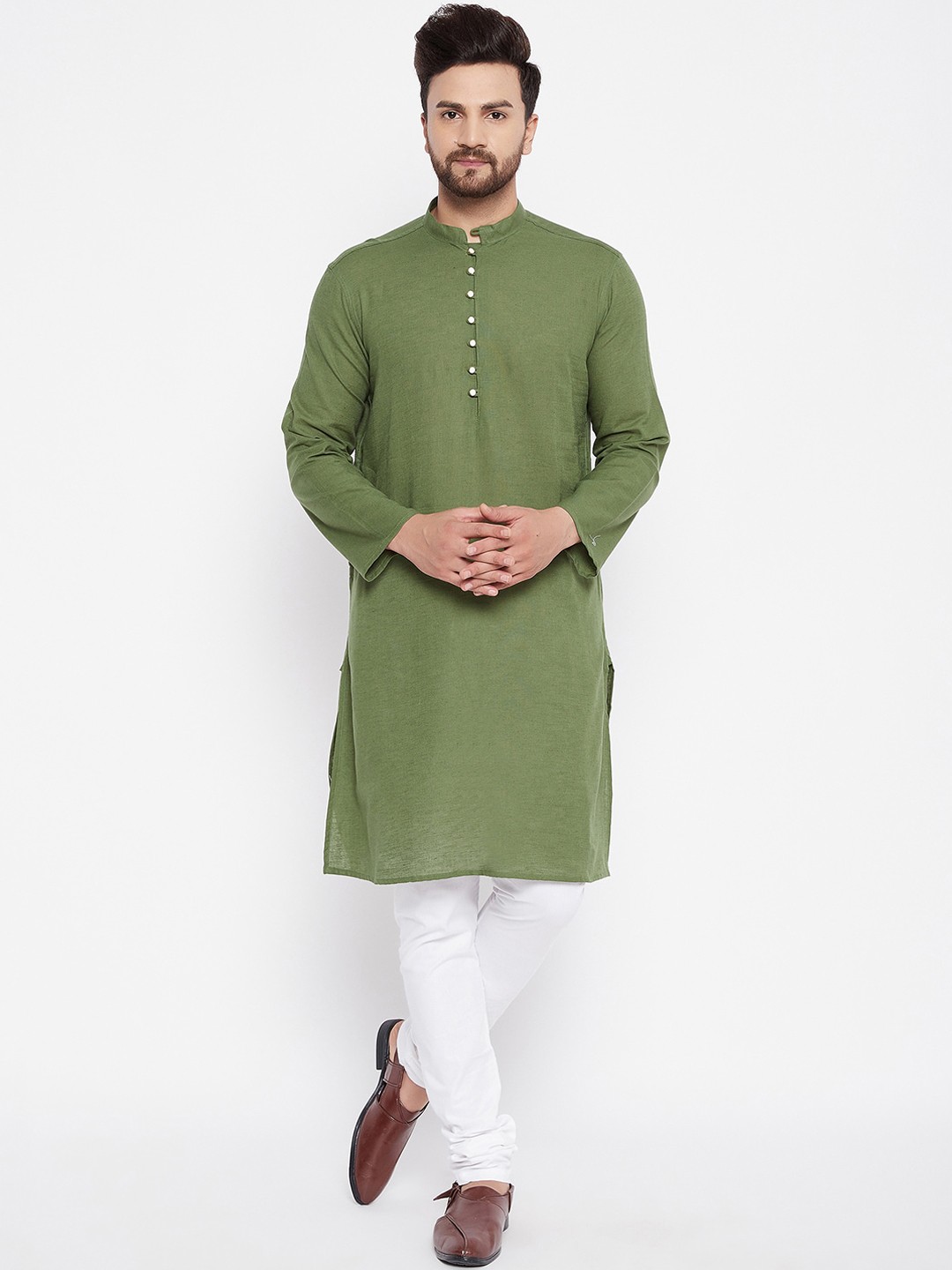 

even Men Green Solid Kurta