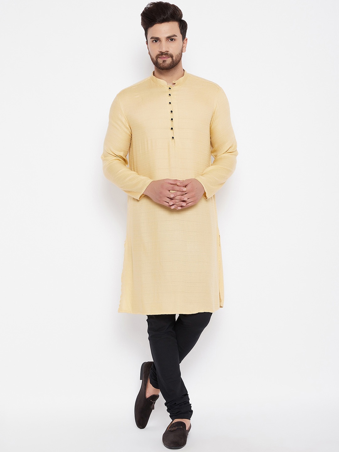 

even Men Gold-Toned Solid Kurta