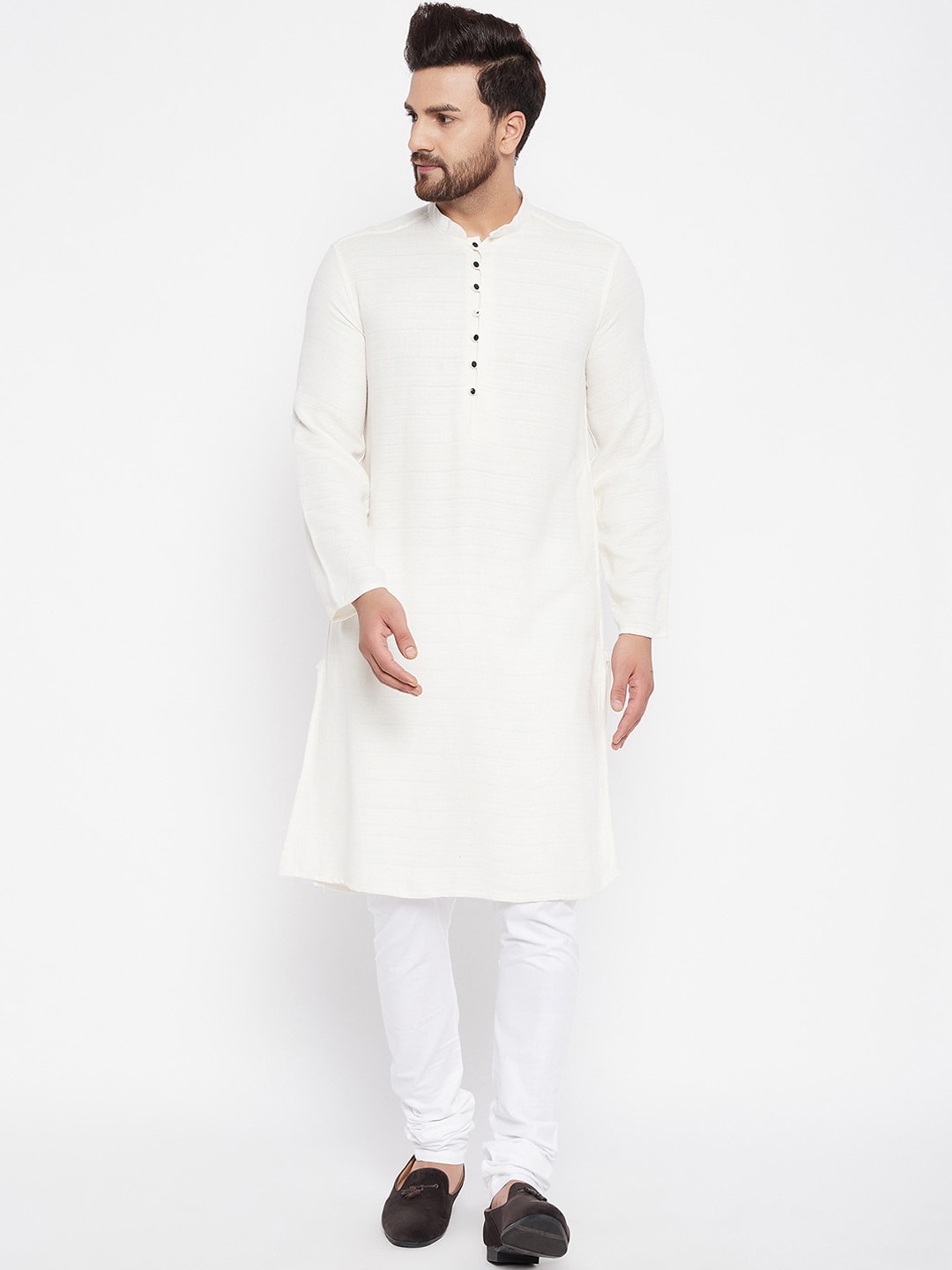 

even Men Off White Solid Kurta